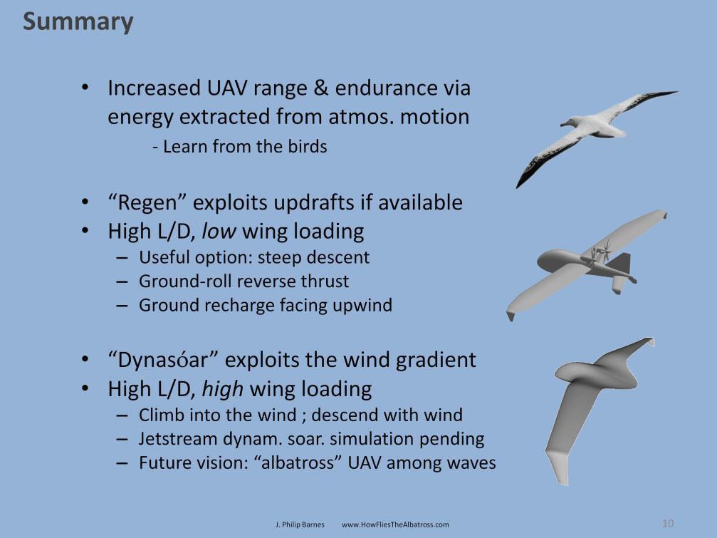 We showed two methods of extracting energy from atmospheric motion to enhance UAV range and/or endurance.