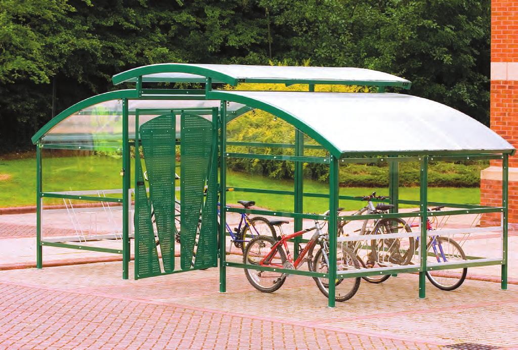 Compound shelters Shown with security canopy. A stylish compound with facilities to house up to 48 bikes.