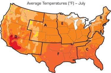 Those maps show bands across the United States that have similar average temperatures. But some places do not fit in with this pattern.
