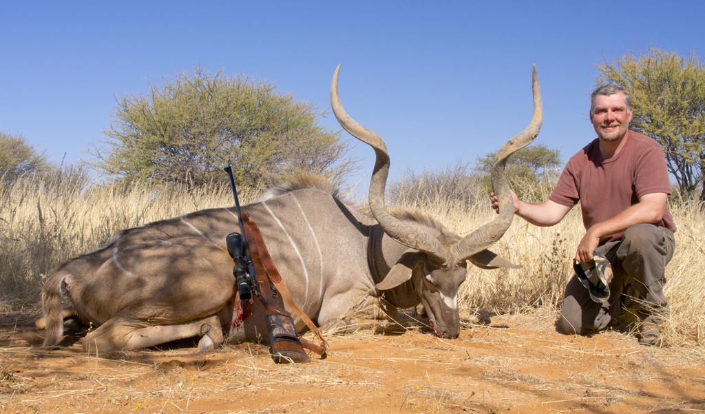 Namibia: 2014 Sometimes you just have to go for it, and this magnificent old kudu is the result. My first kudu and I wouldn t change a thing.