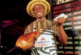 A uniquely Kenyan take on the Brazilian churrascaria, an enormous variety of meat is roasted on huge metal spears over a hot coal fire and
