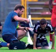 !! Sporting Charleroi defender Javier Martos had the bad luck of getting injured down below during a match against Brugge KV in the Belgian championship.