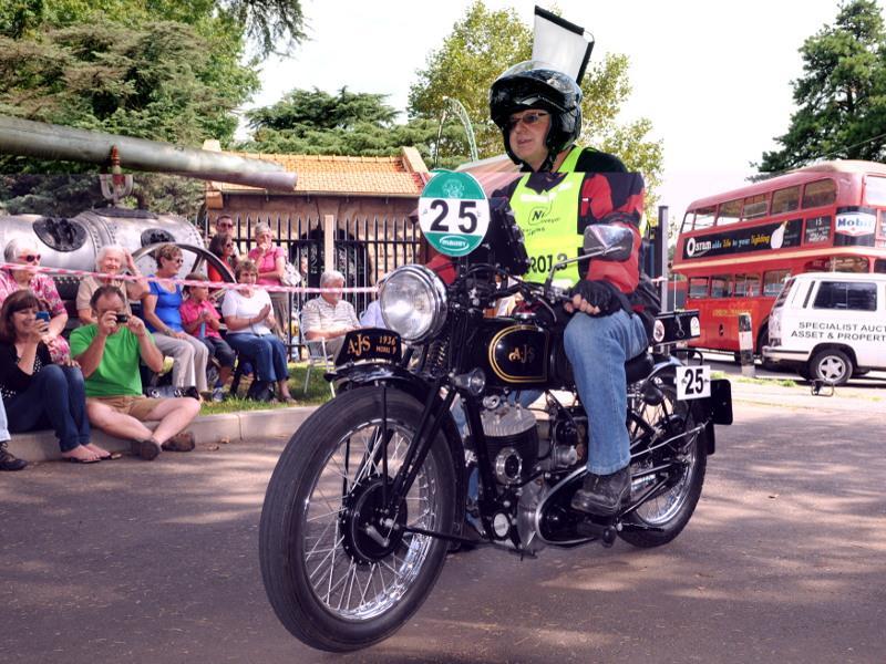 Gavin Walton, winner of the 2009 DJ Rally, on his AJS, has been side-lined from this year s event after being hit by a wayward car during a rainstorm recently.