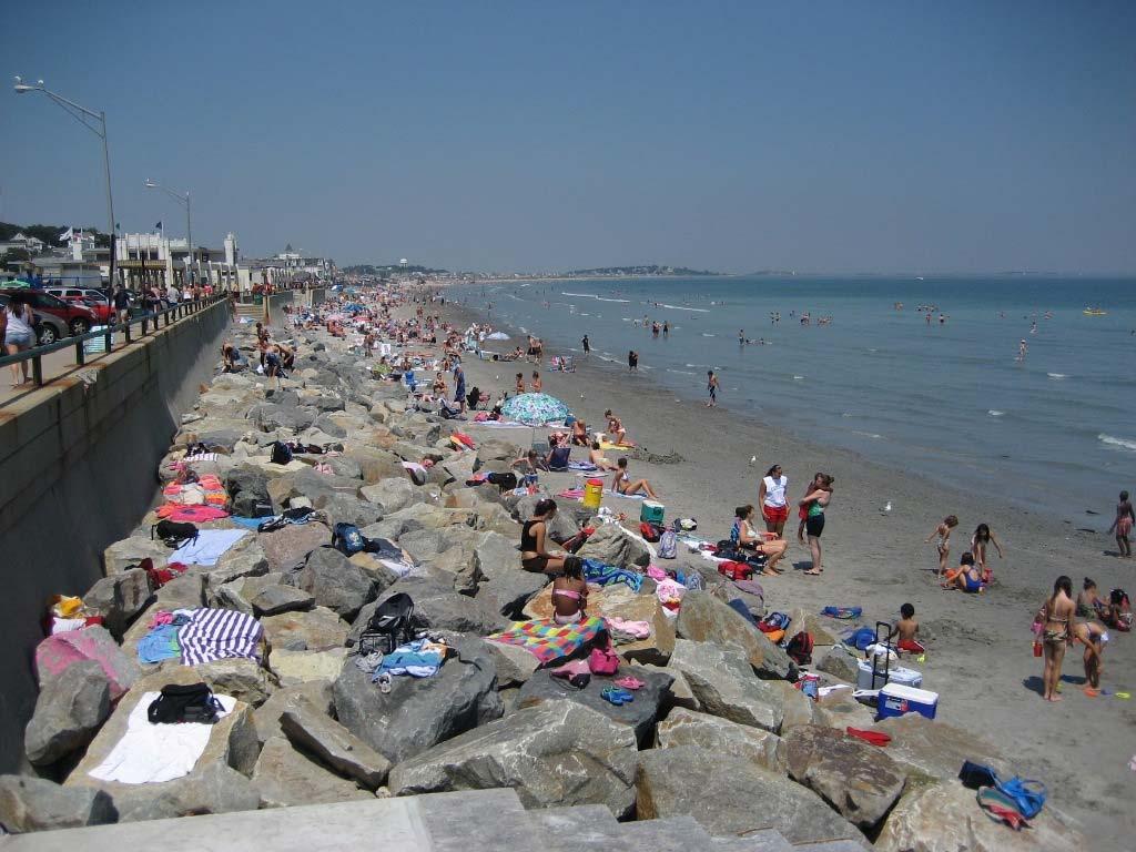Figure 6-10. Seawall toe protection along the southern section of the Nantasket Beach Seawall. Alternative 6: Seawall with Revetment and Beach Nourishment.
