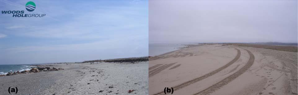 Figure 6-5. Example of a dune reconstruction project in Sandwich, MA (a) pre-construction, and (b) post-construction.