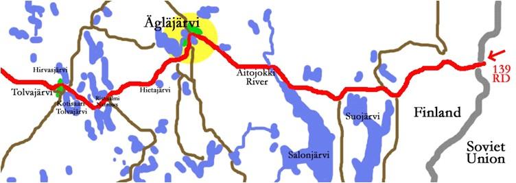 The Finns fall back to Ägläjärvi. Note that the name Ägläjärvi refers to both the town and lake.
