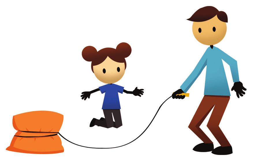 Day 10: Jump Rope Simplified Time: 10 minutes Skills: Jump Jump rope or thick string with a beanbag or stuffed animal tied to one end. Outdoor space or large indoor space free of obstacles. 1. Hold the rope at one end, or the string at the opposite end from the beanbag.