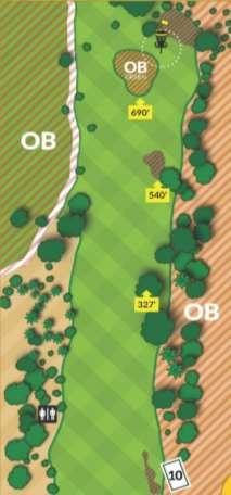 throw comes to rest in the water, take onestroke 9 th Hole 9 Hole 10 Par 4 601 ft Par 4 741 ft O.B.: Cart path & beyond. HAZARD: Sand trap. 1 st O.B.: Cart path & beyond; green. HAZARD: Sand traps.