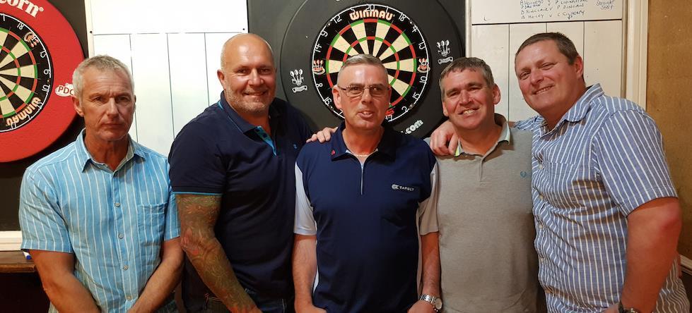The victorious Westoe Bar 1, left to right: Chris Blacklock, Paul Johnson, Lee Hughes (sponsor: Red Hackle), Peter Basset, and Davey Barnes.