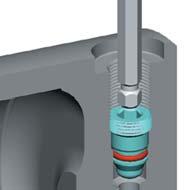 When exhausting pressure, place the gas spring horizontally with the port up for safety. Remove port plug, 90.505.110 (F.