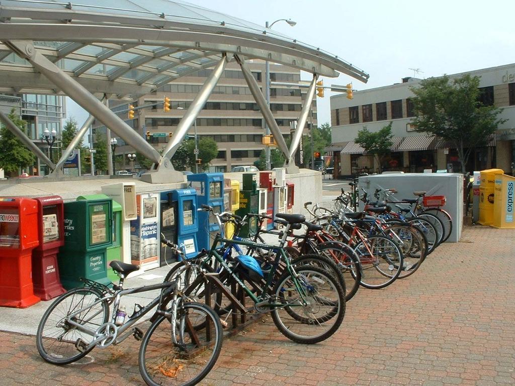 Bike racks and lockers at Metrorail
