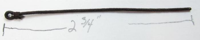 served a length of.035 dark brown rope its entire length. On one end I then seized a thimble as shown above.