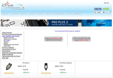 20 Oceanic Pro Plus 2 PDC Diver Unique Specialty Course - INTRUCTOR MANUAL 6.5 SELECT DIVE COMPUTER AND START CLASS Then student should click on the icon of the Oceanic Pro Plus 2 Dive Computer 6.