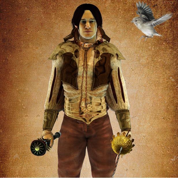 3 (Lore Bard/Rogue) Description is a 15 years old male human bard. He has long, black hair and gray eyes. He has smooth, very tanned skin with a brown complexion.