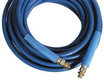 3/8" High Pressure Hoses A range of 3/8 HP double wire wound hoses for use on high-pressure systems. Each hose comes complete with 3/8 male adaptors and is available in blue and red.