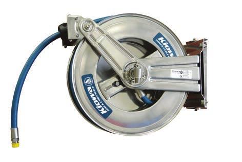 meters of 1/2 hose. The internal spring arrangement allows the hose to retract slower than a conventional automatic hose reel, thus improving the lifespan of both the hose and the reel.