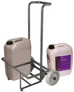 14 Chemical Keg Trolleys A pair of robust stainless steel chemical keg transfer trolleys, which are designed to enable the safe transportation