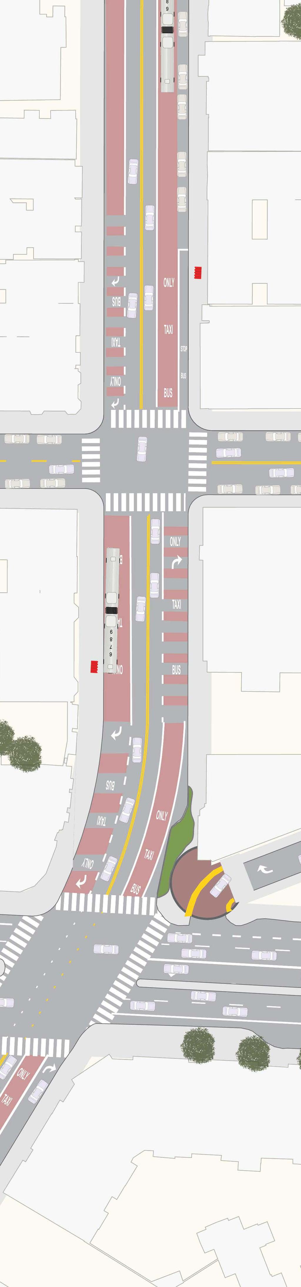 Proposal Detail: 26th on southbound Mission from on both sides of Mission from César Chávez from at northbound Mission and 26th St Reconfigure Lanes Right Turn Only ONLY BOTH ALTERNATIVES on