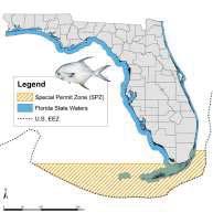 Special Permit Zone Permit managed regionally based on differences in the resource and fishery practices SPZ includes state and federal waters south of Cape Florida on the Atlantic coast and Cape