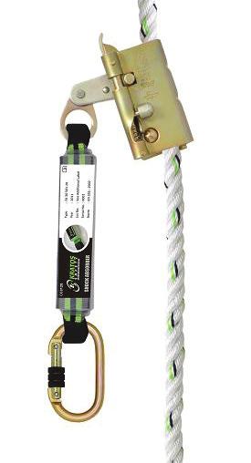Model: FA 20 102 20 EN 353-2:2002 CAPTIVE FALL ARRESTER attached to 12mm x 20 mtr kernmantle rope with shock absorber 10 mtr rope