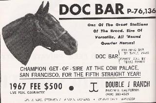 By Lightning Bar and out of Dandy Doll, Doc Bar was bred for speed, but only won $95 in four starts.