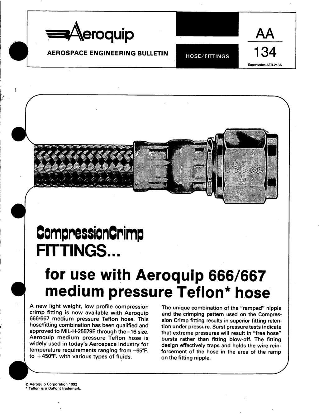 3Xeroquip AA AEROSPACE ENGINEERING BULLETIN 134 SuesdsAEB-213A CompressionCrimp FITTINGS.