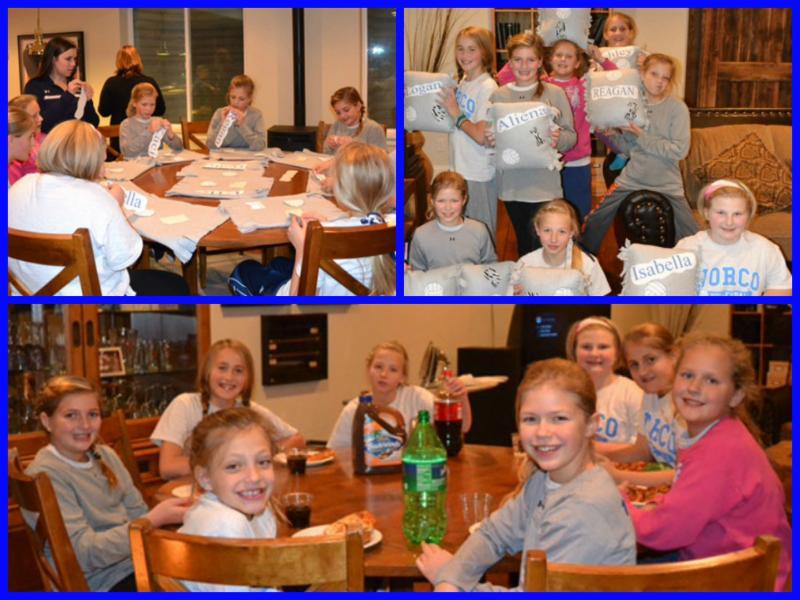 NORCO's 11 Blue These girls enjoyed having some pizza and making fun volleyball pillows!