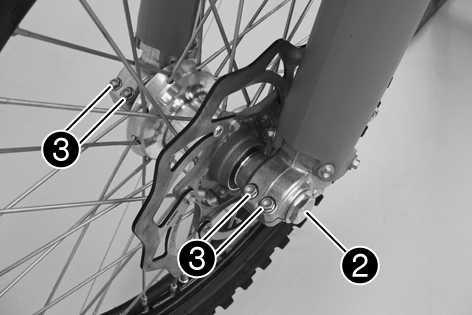 500086-11 500084-11 Lift the front wheel into the fork, position it, and insert the wheel spindle. Mount and tighten screw. Screw, front wheel spindle M24x1.
