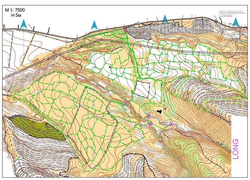 Map sample of similar terrain from the area next to competition terrain: Training opportunities: In January 12-16, 2011 open Championships of Kazakhstan with following