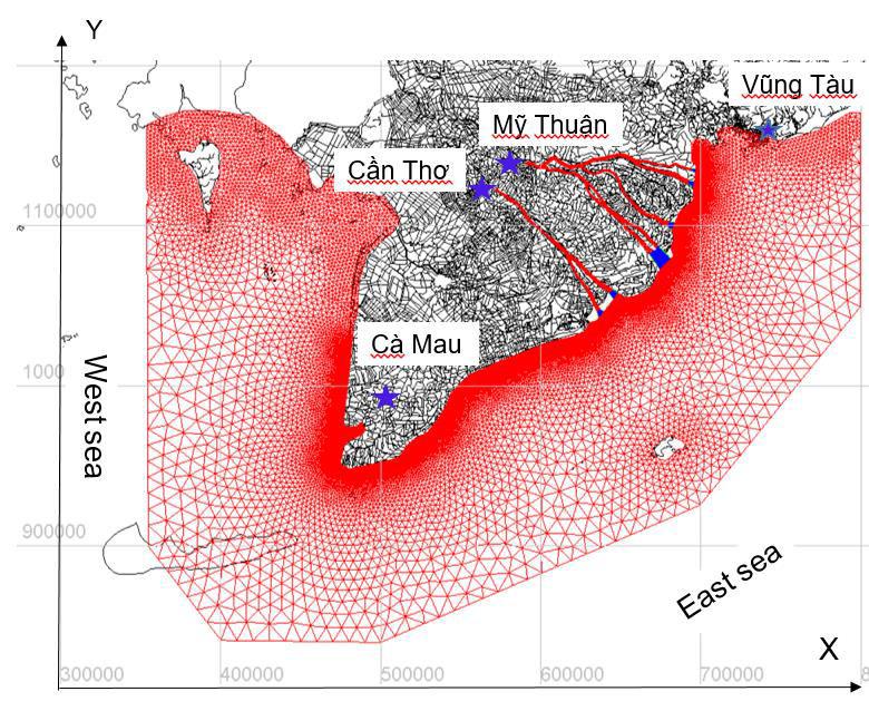 Figure 2.1: Computing mesh (Zone 1) b. Input data Bathymetry: Bathymetry data for the coastal study area was provided by from the first package work of project.