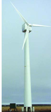 Northwind 100/20: 100 kw rated power output, 20 meter rotor (19 meter rotor blades with 0.