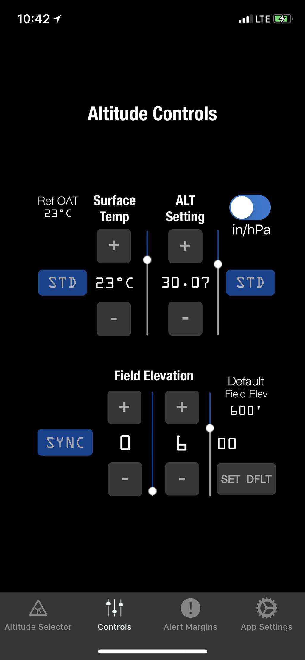 3. ALT Setting Touch Zone (Barometric Altitude Reference): An alternative way (as opposed to using the +/- buttons or data sliders) to enter data for the corresponding value types.