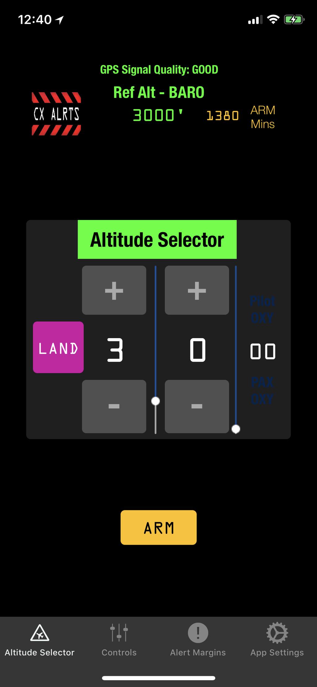 Once armed, standard altitude alerts function normally. However, CHK ALT alerts are inhibited. Landing Mode is automatically selected at 1000 AGL (based on the Field Elevation setting).