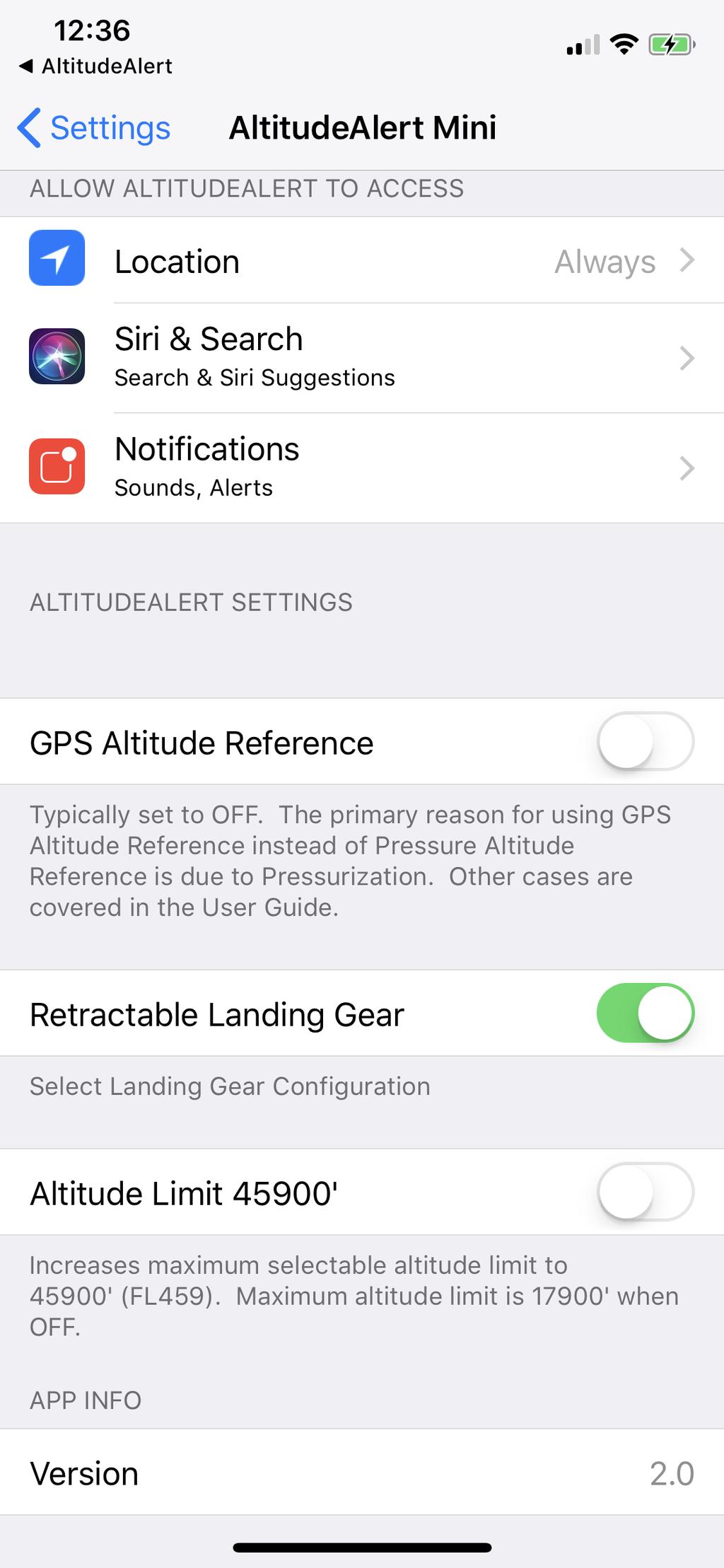 ios Settings Page: GPS Altitude Reference: If your ipad is equipped with an internal pressure sensor then this toggle switch will be OFF by default.