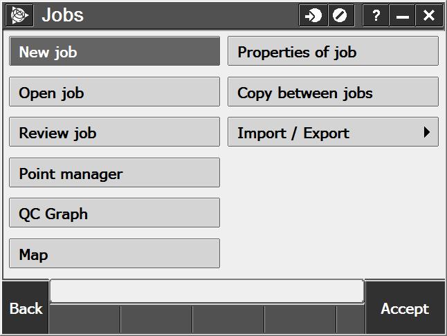 Jobs Has the same functionality as the Jobs menu in General Survey.