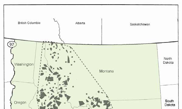 Figure 3. Northern Rocky Mountain Gray Wolf DPS Area Showing Individual Wolf Pack Territories Source: 73 Fed. Reg. 10517 (February 27, 2008).