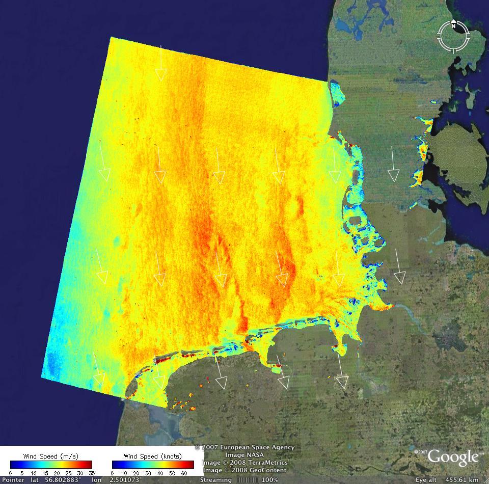 PALSAR Wind Inversion PALSAR NRCS Image Extracted Wind Image