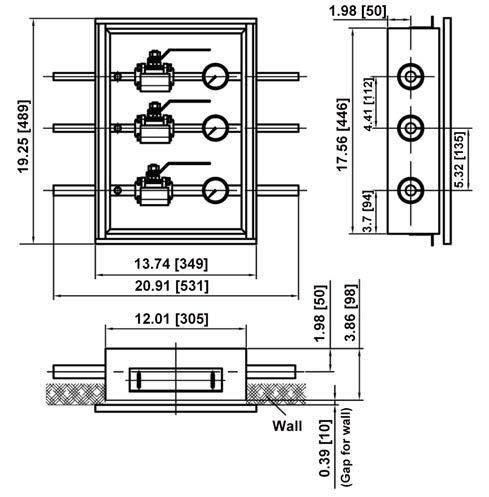 Zone Valve Box Assemblies Dimensions 1-2 Valve Box* 3 Valve Box Dimensional Data Notes: Up to 2 Valve in a Multiple-Valve Box For 1 Valve Box Top Valve omitted The frame shall be capable of adjusting