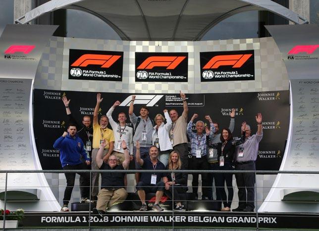 F1 podium where guests can celebrate atop