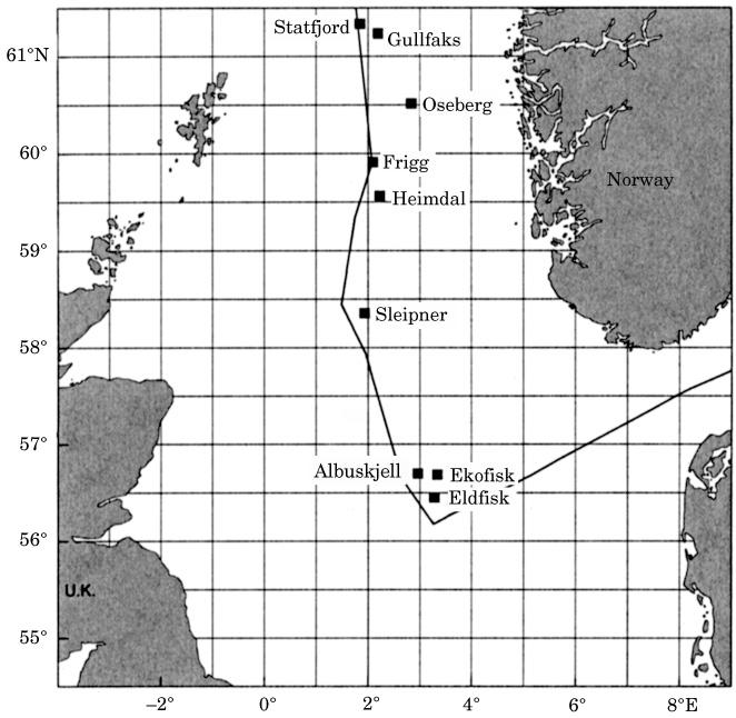 S282 A. V. Soldal et al. Figure 1. Location of the experimental platform, Albuskjell 2/4F, in the Ekofisk field in the North Sea.
