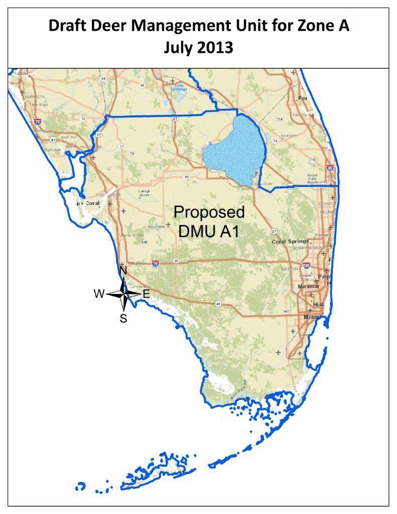FWC would like to integrate more flexibility into its management of deer by dividing the existing management zones into smaller Deer Management Units (DMUs) and managing deer within these units based