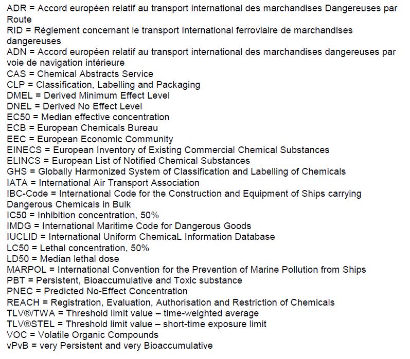 15. REGULATORY INFORMATION Safety, health and environmental regulations/legislation specific for the substance or mixture EEC-REGULATIONS: 1967/548 (2008/58, 30. ATP/ 31.