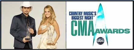 Brad Paisl ey and Carrie Underwood have hosted the CMNs for eight consecutive years, th ey keep the laughs rolling in between exciting performances by Nashville's brightest, and most legendary stars.