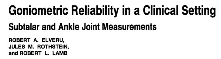 Examined reliability of STJ neutral and ROM examinations 42 patients, 14 examiners Measurement ROM = range of motion.