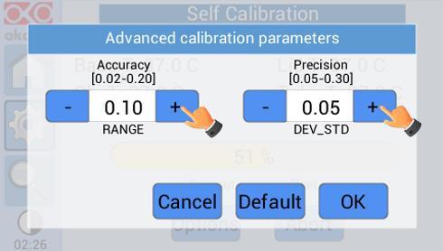The warning dialog in Figure 45(a) will appear, after double checking the previous steps, click OK and the calibration will start as