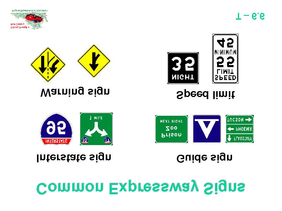 Topic: 1 Lesson: 3 Characteristics of Expressways Knowledge and Skills The student is expected to recognize and understand common expressway signs, signals, lane markings, and speed limits.