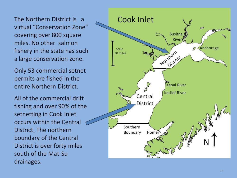 Commercial harvest rates are low for northern stocks in part due to geography. The Northern District is a virtual Conservation Zone covering over 800 square miles.