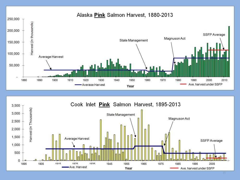 Commercial harvests of pink salmon in Cook inlet have been tremendously reduced.