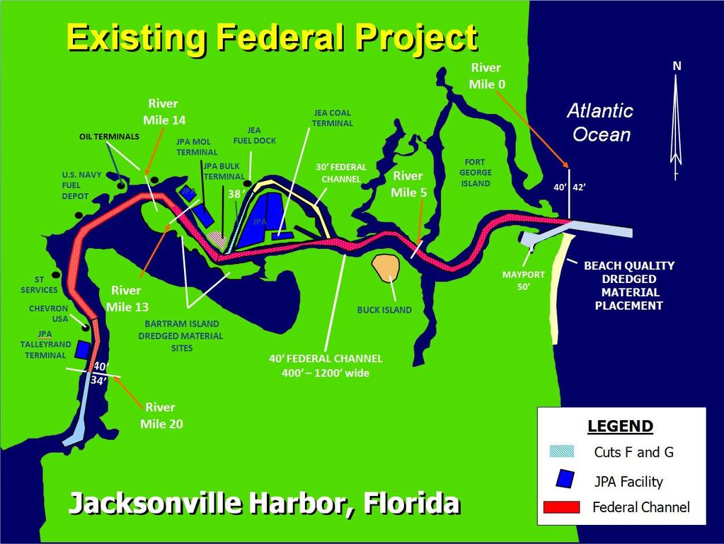 Figure 1 - Jacksonville Harbor Federal Project ADCIRC+SWAN Model ADCIRC (Advanced Circulation) solves the depth-integrated shallow water equations for water levels and currents using unstructured