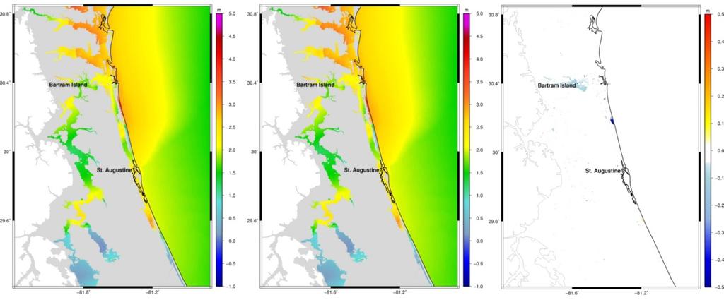 minimally alters MLW and MHW, which is within the uncertainty of the computed MLW and MHW at Mayport and Clapboard Creek tidal stations; however, there is a large spatial variability of MLW and MWH